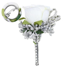 Flower Shaped Brooch Wedding Groom Bridal Pin Rose Groomsmen Bridesm