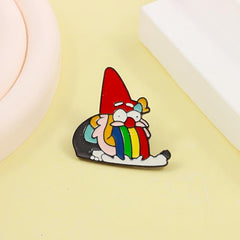 Rainbow Tongue Gnome Brooch