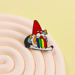 Rainbow Tongue Gnome Brooch
