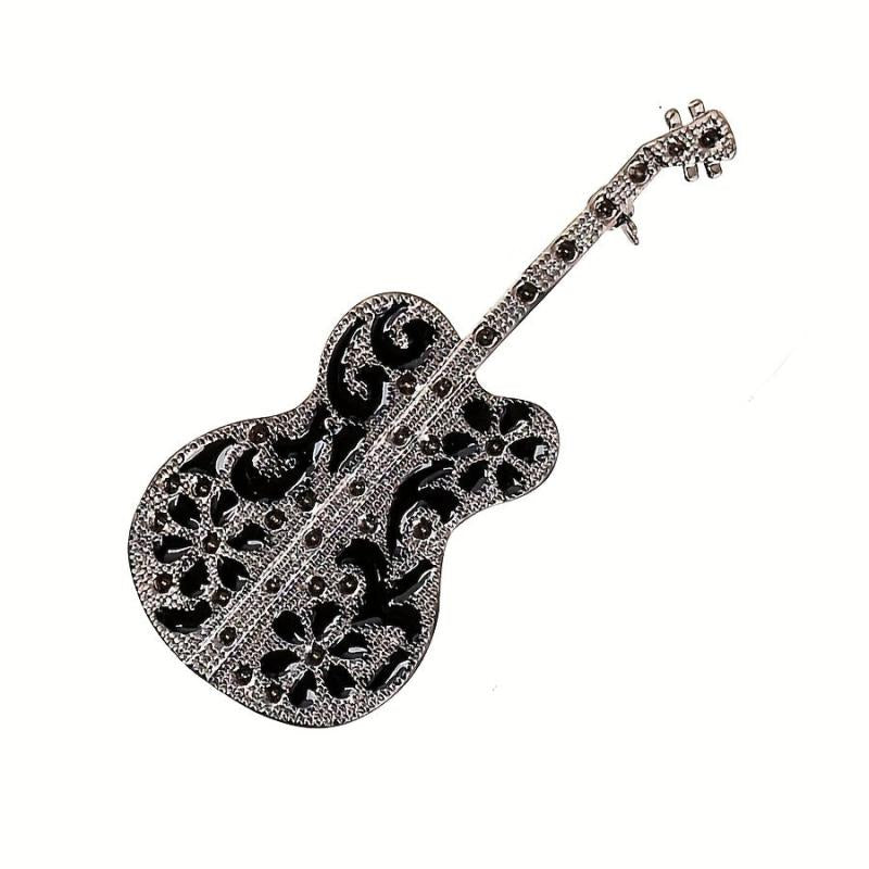 Men's Vintage Guitar Violin Brooch Instrument Pin Badge