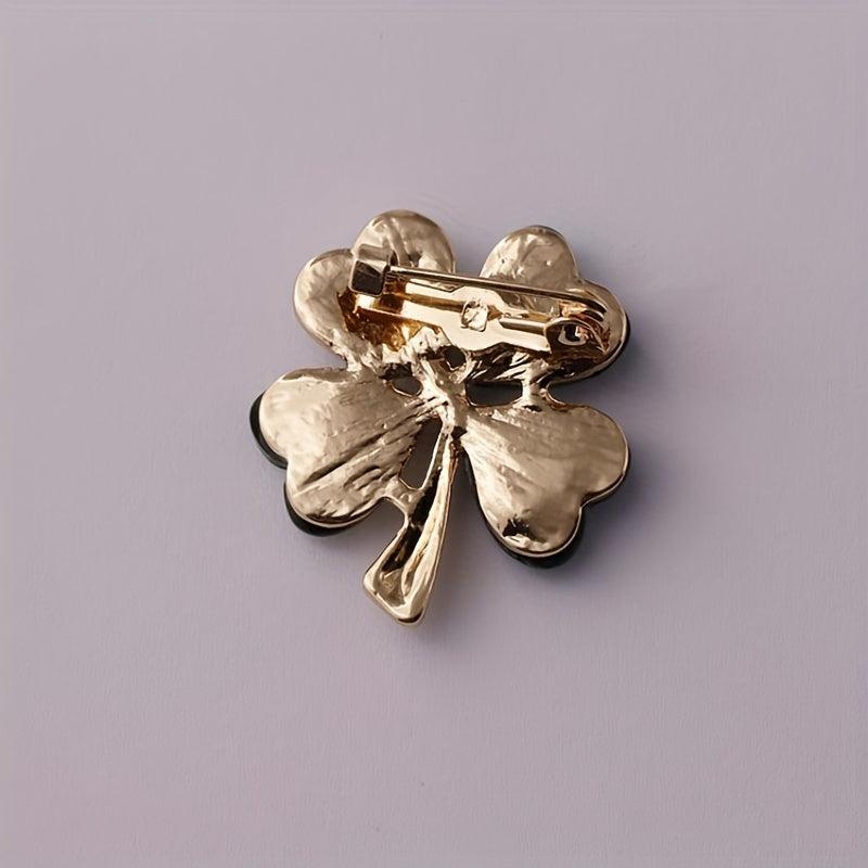 Green Clover Crystal Brooch Lapel Pins For Men