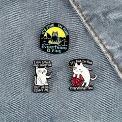 Funny Cartoon Cat Enamel Pin Brooch