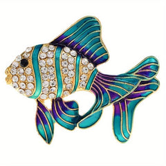 Colorful Rhinestone Fish Brooches Lapel Pin Backpack Hat Pin