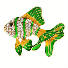Colorful Rhinestone Fish Brooches Lapel Pin Backpack Hat Pin