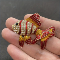 Colorful Rhinestone Fish Brooches Lapel Pin Backpack Hat Pin