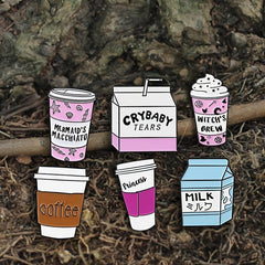 CRYBABY TEARS Milk Tea Brooch with Ice Cream Cup Design