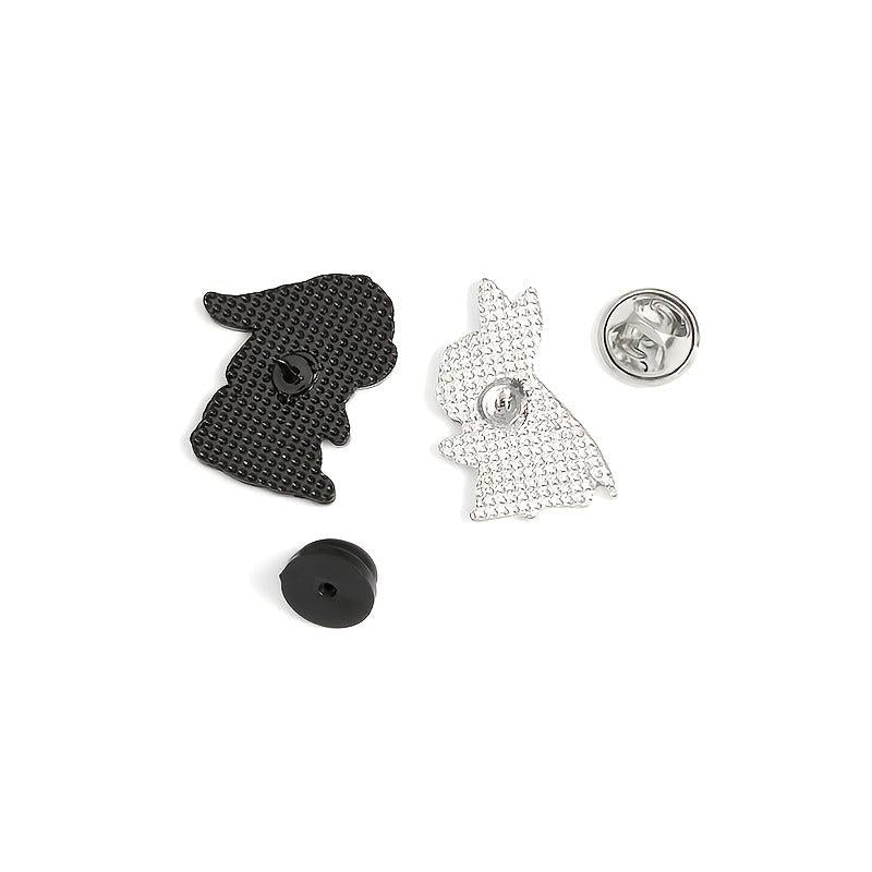 2pcs Cartoon And Rabbit Brooches Enamel Baking Varnish Rabbit Pin Collar