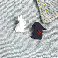2pcs Cartoon And Rabbit Brooches Enamel Baking Varnish Rabbit Pin Collar