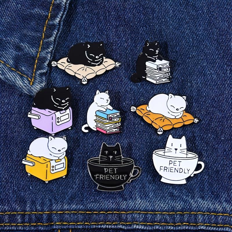 2pcs Pet Friendly Enamel Pin & Cat Brooch Mug Lapel Badges Animal Jewelry
