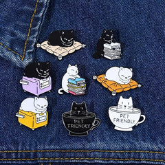 2pcs Pet Friendly Enamel Pin & Cat Brooch Mug Lapel Badges Animal Jewelry