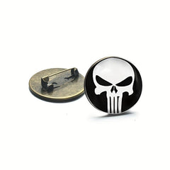 Skull Round Circle Button Men's Brooch Pin
