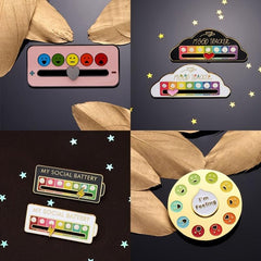 Rotating Rainbow Emotions Enamel Pins Social Mood Tracker Brooch