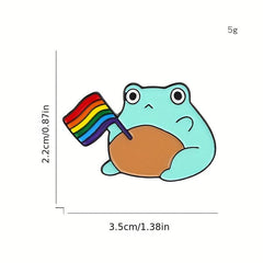 Frog Pattern Brooch with Colorful Flag Electroplating Pin