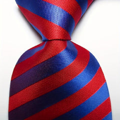 Men's Striped Tie Set Red Yellow Jacquard Woven Necktie