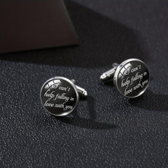 Personalized I Love You More & Can't Help Falling In Love Cufflinks