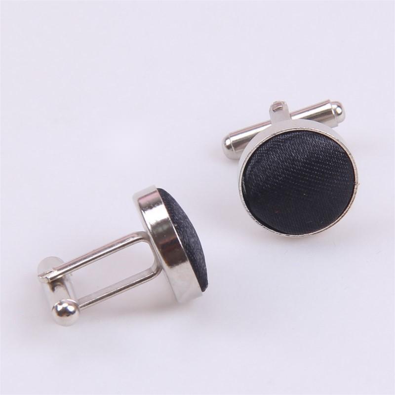 Business Men's Cufflinks Metal Yarn Dyed Cloth Button Round French Cufflink
