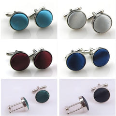 Business Men's Cufflinks Metal Yarn Dyed Cloth Button Round French Cufflink