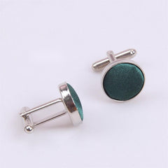 Business Men's Cufflinks Metal Yarn Dyed Cloth Button Round French Cufflink