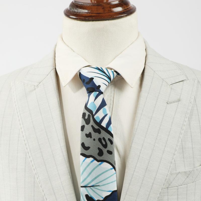 Men's Irregular Plant Leaf Pattern Tie Holiday Party Business Accessory