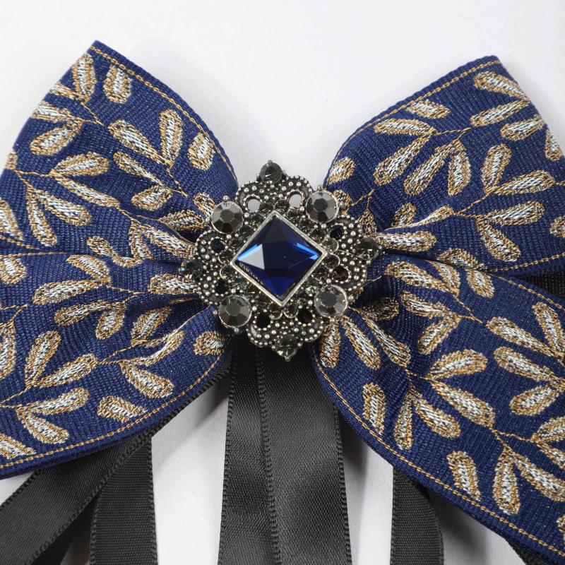Men's Suit Retro Sapphire Plant Pattern Streamer Tassel Collar Bow Tie