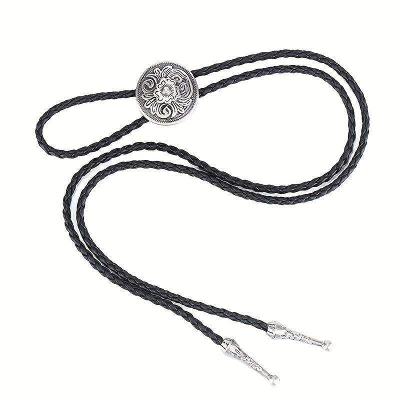 Men's Retro Floral Pattern Bolo Tie Necklace