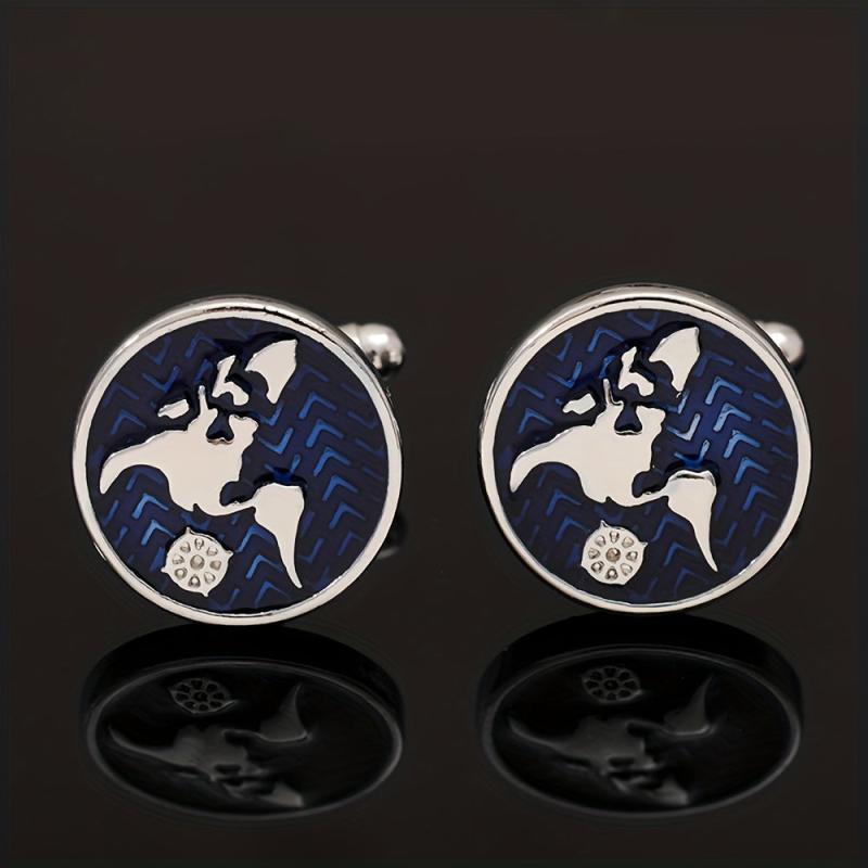 Metal World Map Button Cufflinks Shirt Cufflinks