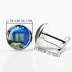 Oil Painting Alloy Cufflinks for Men Shirt Cufflinks Clothing Accessories