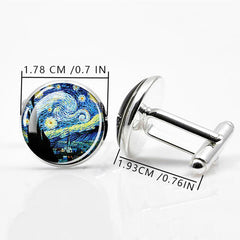 Oil Painting Alloy Cufflinks For Men