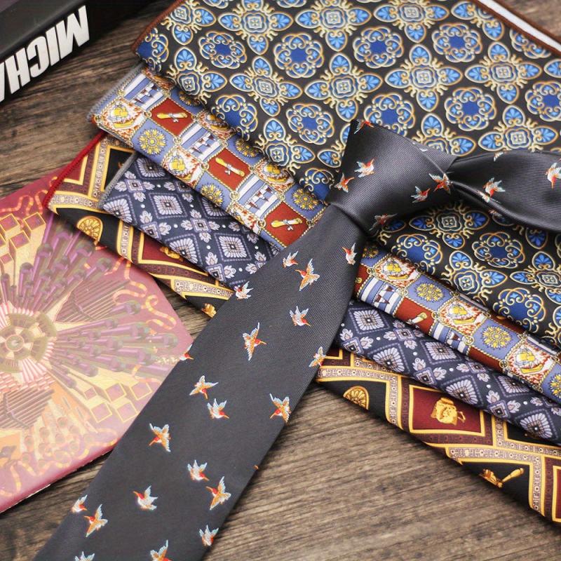 Men's Formal Business Necktie Flower Striped Groom Wedding Shirt