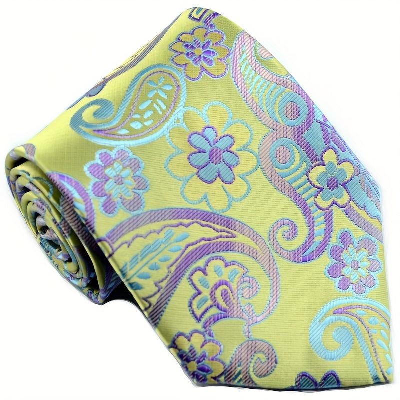 Men's Golden Floral Necktie Classic Print
