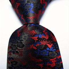 Flower Tie Men's Necktie Set Pink Red Green Jacquard Woven Tie