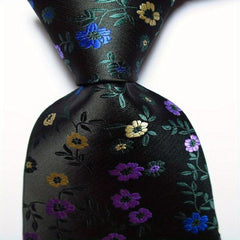 Flower Tie Men's Necktie Set Pink Red Green Jacquard Woven Tie