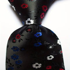Flower Tie Men's Necktie Set Pink Red Green Jacquard Woven Tie