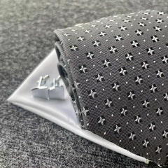 Vintage Gray Tie Pocket Square & Cufflink Set Business Party Wedding