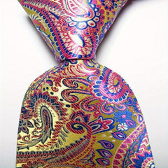 Paisley Tie Golden Pink Red Floral Neckties Business Outfit For Men