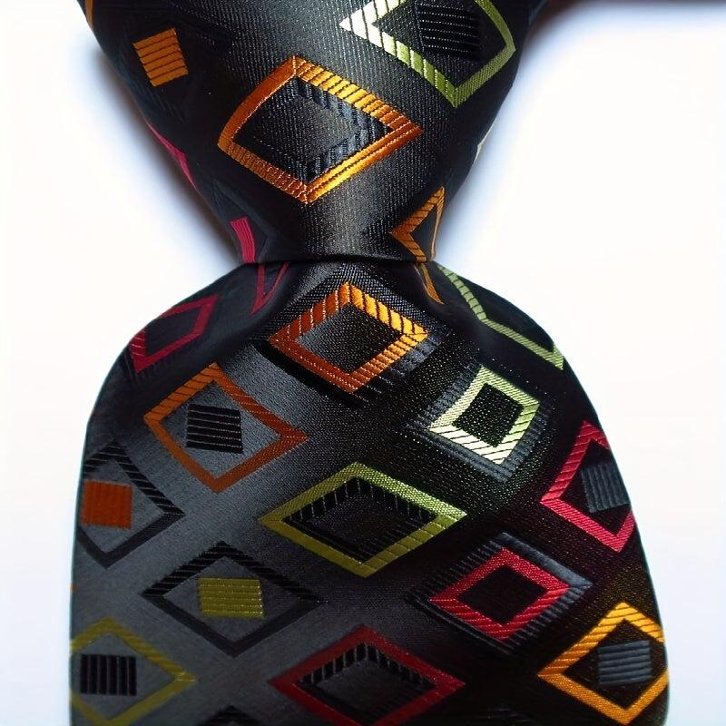 Golden Grey Jacquard Woven Men's Tie Necktie