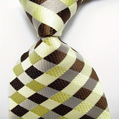 Plaid Striped Tie Men's 9 91 Cm Necktie Set Golden Brown Pink Jacquard