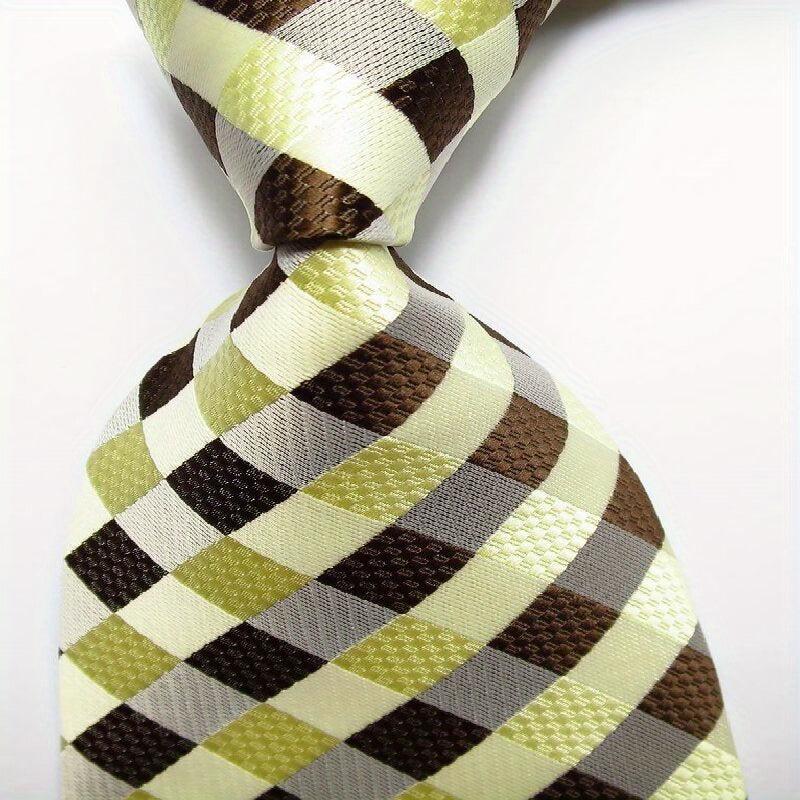 Plaid Striped Tie Men's 9 91 Cm Necktie Set Golden Brown Pink Jacquard