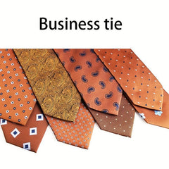 Orange Yellow Business Necktie Men's Formal Polyester Silk