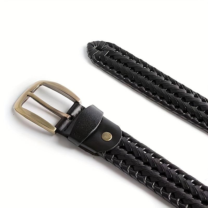 Men's Braided Leather Belt for Casual Jeans Pants