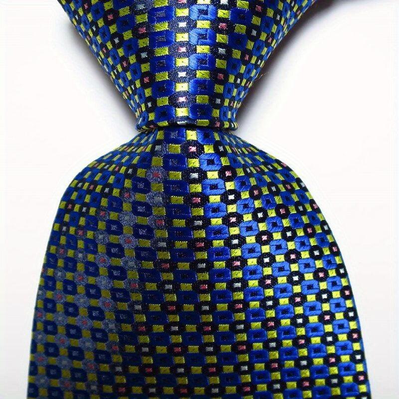Men's Plaid Dot Jacquard Woven Tie And Rose Red Jacquard Woven Men's Tie Necktie