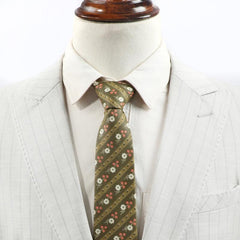 Multicolor Polyester Floral Striped Tie for Men