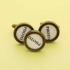 1 Pair Round Photo Cuff Links Settings Antiqued Bronze DIY Bezel Keepsake