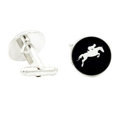 Love Ride Horse Photo Glass Gem Cufflinks Men Suit Rhodium Plated