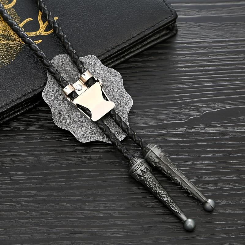 Novelty Metal Necktie Necklace Youth Casual Geometric Lace Bolo Necktie Necklace