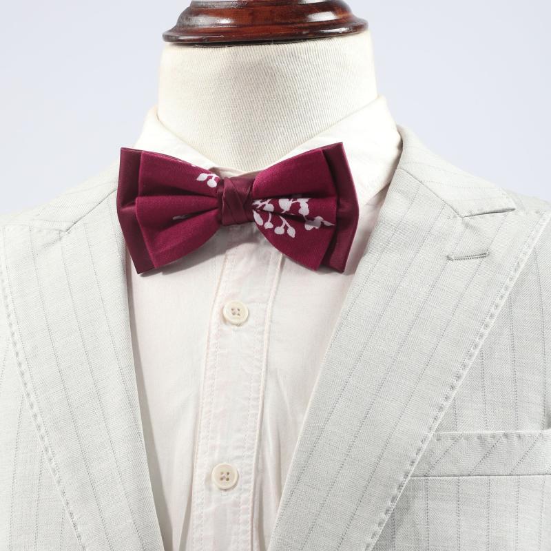 1PC Men's Red Double Layer Necktie Bow Tie for Party Daily