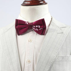 1PC Men's Red Double Layer Necktie Bow Tie for Party Daily
