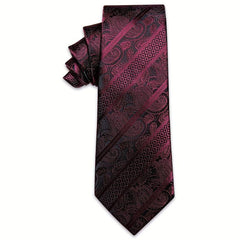 Men's Striped Jacquard Tie Set Necktie Clip Business Wedding