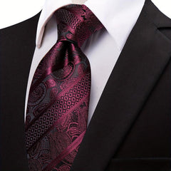Men's Striped Jacquard Tie Set Necktie Clip Business Wedding