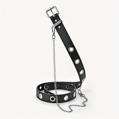 PU Leather Metal Buckle Belt Punk Hip Hop Chain Belt